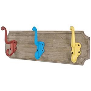 HAKU Appendiabiti colorato, Vintage, Legno Massiccio, Metallo - Dim. L 35 cm x A 8 cm x P 13 cm, Stile Industriale