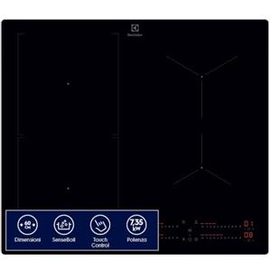 Electrolux Piano Cottura Induzione da Incasso, KIS62453I, 60 cm, Serie 700, 4 Fuochi, Zona Combinata Flessibile, Funzione Hob2Hood, SenseBoil, Comandi Slider Touch, Funzione Sicurezza Bambino