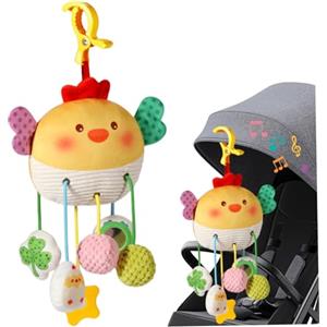 HoveeLuty Giocattoli per seggiolino auto, giocattoli di peluche a spirale per bambini, da appendere al passeggino, alla culla, alla navicella, al seggiolino auto, con carillon - Giocattolo a forma di pollo