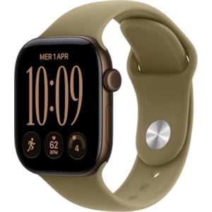 Apple Watch Series 12 GPS 42 mm Smartwatch | Cassa in alluminio color bronzo scuro con cinturino Sport oliva - M/L.