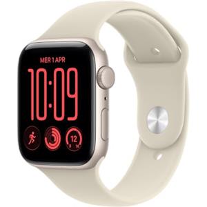 Apple Watch SE 3 GPS 44 mm Smartwatch | Cassa in alluminio galassia con Cinturino Sport sabbia - S/M
