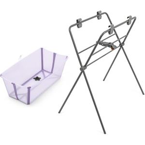 Stokke Vaschetta Bagnetto Neonato con Supporto e Stand, Lavanda | Set completo bagnetto neonato: vaschetta, riduttore e stand pieghevole inclusi, dalla nascita fino a 4 anni.