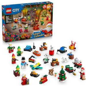 LEGO City Calendario dell'Avvento 2026 - Giochi per Bambini e Bambine 5+ per il Countdown di Natale - 24 Sorprese tra cui Auto, Camion, Aereo, 7 Minifigure, e Tappetino da Gioco - Idea Regalo - 60510