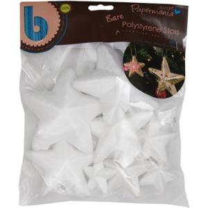 Papermania 8-Piece polistirene Stelle a Assortiti Dimensioni, Bianco