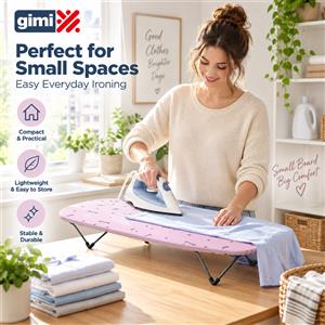 NONE GIMI Pollicino Mini Asse da Stiro da Tavolo 73x32cm Asse da Stiro Pieghevole e Portatile Salvaspazio Asse da Lavanderia Compatto per Casa, Viaggi, Dormitorio 3 Colori