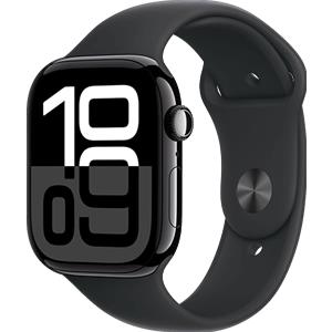 Apple Watch Series 10 (2024) LTE 46mm Jet Black Aluminium Case with Sport Band - Black