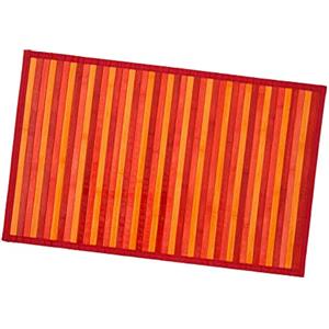 emmevi Tappeto Bamboo Legno Stuoia Antiscivolo Passatoia Pedana Bambù Cucina Bagno Degradè 50x77 Rosso