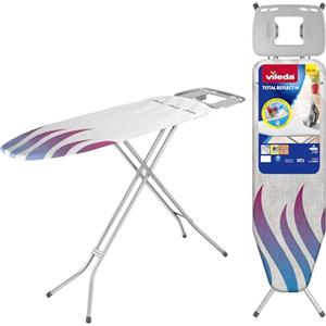 Vileda Total Reflect M Asse da Stiro, funzione Stiro Veloce e Salva Gocce, Poggiaferro XXL o Portacaldaia, 120x38 cm, Altezza 76-96 cm