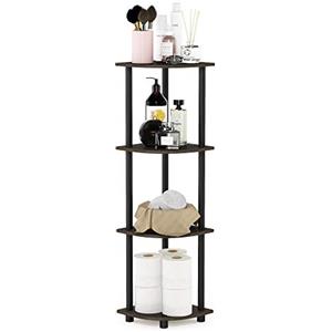 Furinno Scaffali senza Attrezzi Dark Brown Grain/Black 4 livelli | Libreria con scaffale, per libri, arredamento, organizzazione, soggiorno, casa e ufficio