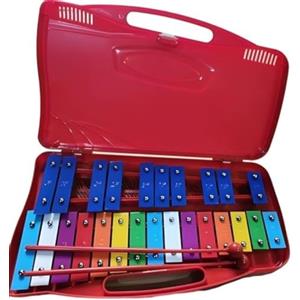 Aiwdeyi Xilófono Glockenspiel Metalófono 25 Tecche Metalliche Strumento,musicale di piastra di alluminio di 25 toni, percussionato a mano, con Custodia Amarillo,Metalófono Percussione Manuale