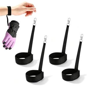 HX-uuyjno Set di 4 Guinzagli per guanti da sci regolabili in nylon, cinghie per | Cinghie elastiche da polso con gancio Guinzagli da sci in nylon con bottone in metallo per lo sci e lo snowboard