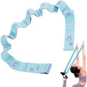 Generic Cinghia da yoga con passanti elastici per fitness e stretching | Barella per gambe con 10 anelli, attrezzatura per yoga, pilates, danza, ginnastica, allenamento, casa, palestra