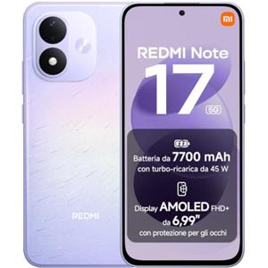 Xiaomi REDMI Note 17 5G, Smartphone 6+256GB, Celestial Purple, Batteria da 7700mAh | Snapdragon® 4 Gen 4, Ricarica Turbo 45W, Display AMOLED FHD+ 6,99" Protezione Occhi, Xiaomi HyperOS, IP65, Fotocamera 50MP