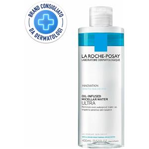 La Roche-Posay Toleriane Acqua micellare oleosa bifasica 400 ml Struccante ultra effecace anche per il make-up waterproof, rispetta l'equilibrio della pelle sensibile Lozione viso