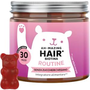 Bears with Benefits - Gommose Biotina 450 µg - Capelli & Unghie - 30 pezzi | Ah-Mazing Hair Routine - Con Biotina, Zinco, Vitamina B6, C, E e Iodio - Cura di 1 mese - Senza zucchero, Vegano