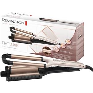 Remington Ferro Arricciacapelli - Vincitore del Magazine test - ProLuxe 4 in 1: onde da spiaggia, onde naturali, onde d'acqua, onde da sirena; Display digitale, Temp. fino a 210° C, Multistyler CI91AW