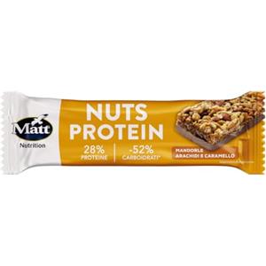 Matt, Nuts Protein Barretta Proteica Arachidi e Caramello, 38g | Ricca di Proteine, A Basso Contenuto di Carboidrati, Snack con Proteine Vegetali
