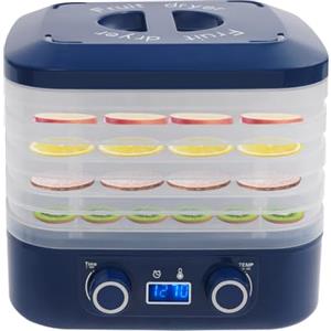 Lightakai Essiccatore con 5 vassoi, essiccatore per alimenti con regolatore di temperatura e timer, essiccazione a 360°, essiccatore per alimenti, carne, verdura, frutta
