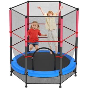 VELPAX Trampolino Elastico Bambino in Acciaio,3-6 Anni con Rete di Protezione, 6 Colonne e Ingressi, 140cm Con Molle, Rete Di Sicurezza Rialzata - Regali Di Compleanno Per Bambini e Bambine, Regali Di Natale