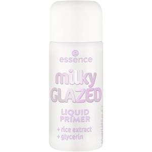 Essence Cosmetics essence milky GLAZED LIQUID PRIMER Primer Viso Liquido, 50 ml | Finish Luminoso e Trasparente, Effetto Fresco, Consistenza Fluida Tipo Siero, Estratto di Riso, Glicerina e Ceramidi