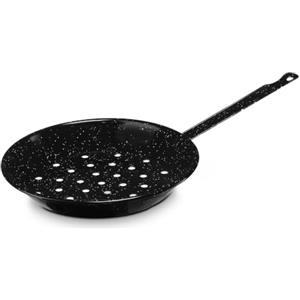 WELL HOME MOBILIARIO & DECORACIÓN Collezione Ja-Sper in acciaio smaltato, padella per castagne, Ø 28 x 4,3 cm, adatta per induzione, vetroceramica e forno, per riso, saltare e saltare senza PFOA, colore nero