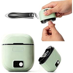 AlzaGuard Tagliaunghie, lima elettrica per unghie & set tagliaunghie obliquo, tagliaunghie automatico 2in1 per bebè con luce LED e scatola portaoggetti, set manicure delicato e sicuro per donne, ragazze e bebè