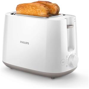 Philips Daily Collection Tostapane 2 Fette, 8 Impostazioni, 830W, Bianco | Toaster con scalda brioche integrato, funzione scongelamento, leva di sollevamento, spegnimento automatico (HD2581/00)