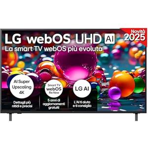 LG UHD AI 55 Pollici, Serie UA75 2025 Smart TV 4K Ultra HD - 55UA75006LA | Processore α7 Gen8, WebOS con AI, Filmmaker Mode, HDR10, Gaming con VRR 4K@60Hz, Game Optimizer, Wi-Fi