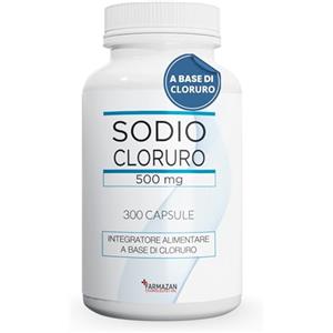 Farmazan Sodio Cloruro 300 Capsule, Integratore Elettroliti Complex 500mg per Capsula, Cloruro di Sodio Puro per Digestione e Idratazione, Integratore Elettroliti Senza Zucchero