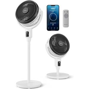 Pro Breeze AirFlo Ventilatore Ultra Silenzioso WiFi 9 Velocità, Da Ventilatore a Piantana(111 cm) a Ventilatore da Tavolo(60 cm), Oscillazione Vortex 95°/135°, Basso Consumo, Casa e Ufficio, Bianco
