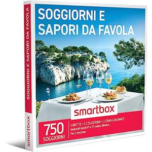 Smartbox - Cofanetto Regalo Soggiorni e sapori da Favola - Idea Regalo per la Coppia - Una Notte con Colazione e Cena per 2 Persone