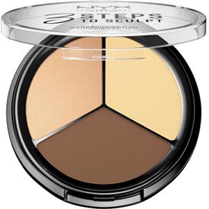NYX Professional Makeup Palette Sculpting Viso 3 Steps to Sculpt, Palette Contouring, Illuminante e Blush, Nuance: Light
