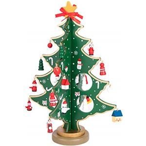 Vidillo Albero di Natale in Legno Fai da Te Natale Ornamento Tavolo scrivania Decorazione di Natale in Miniatura di Natale/Decorazione di Natale per i Bambini Regalo, Decorazioni per la casa (Verde)