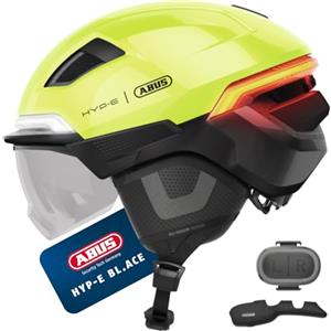 ABUS Casco da bicicletta HYP-E B.LACE - con luce anteriore, posteriore e lampeggiante e luce di arresto senza fili - con visiera e paraorecchie - per bicicletta, e-bike e S-Pedelec