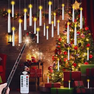 EXTSUD 20 Pezzi LED Candele Galleggianti Decorazioni Natalizie, Candele a LED senza fiamma Floating Candles Candele Magiche con Bacchetta Telecomandata, Candele a batteria per Festa Casa Halloween Natale