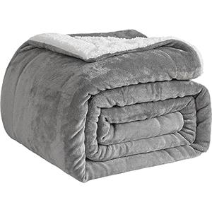 Good Nite Coperta per divano, 130 x 150 cm, soffice coperta in pile Sherpa, per divani, copriletto, coperta da viaggio, morbida, lavabile in lavatrice (singolo, grigio)