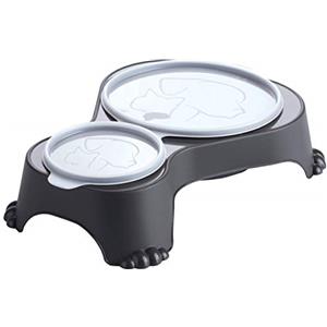 Rotho MyPet Sally Ciotole per Cani e Ciotole per Gatti 1 L + 0,28 L Grigio | Ciotola per cani e ciotola per gatti, due scomparti per cibo e acqua, coperchio per limitare gli odori, plastica PP