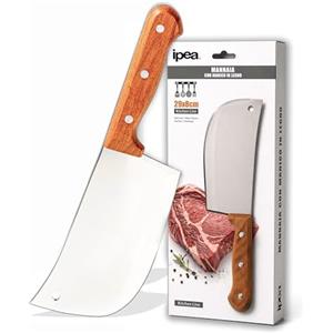 IPEA Mannaia da Cucina 29 cm - Coltello da Chef Professionale con Lama Affilata in Acciaio Inox per Tagliare Carne ed Alimenti - Impugnatura Ergonomica in Legno per Cuoco o Macellaio