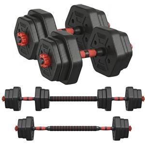 SONGMICS Set di Manubri con Barra di Collegamento, Manubri Corti, Peso Esagonale per Allenamento, Fitness, Sollevamento Pesi a Casa, Palestra