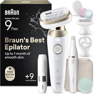 Braun Silk-Épil 9 Flex Epilatore Elettrico Donna, Accessori, 9-681 3d Oro | SkinSpa, Testina Flessibile a 360° per Epilazione Semplice, Impermeabile, Batteria Ricaricabile, Pelle Liscia a Lungo