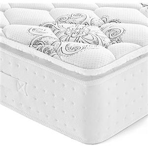 Vesgantti Materasso una Piazza e Mezza 120x190x26cm a Molle Insacchettate Individuali e Memory Foam Supporto Ergonomico a 7 Zone, Ibrido con 2cm Topper Morbido, Pillow-Top Serie