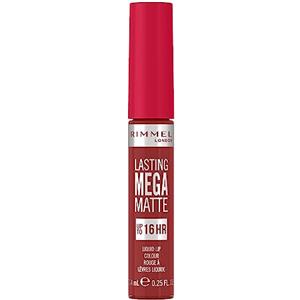 Rimmel London Rossetto Liquido Lasting Mega Matte, Rossetto Liquido a Lunga Durata per Labbra Morbide con Finish Mega Matte, Formula Vegana con Squalane e Olio di Cocco - 500 Fire Starter, 7.4ml