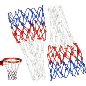AOQCFS Set di 2 reti da basket, resistenti ai raggi UV e alle intemperie, per canestro da basket per interni ed esterni, 3 colori, passanti rinforzati, alta resistenza allo strappo