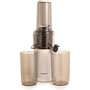 CREATE/JUICER SLOW MINI/Estrattore di succo a lenta estrazione Bianco Sporco/Funzione reverse, dimensioni compatte, facile da pulire, doppia uscita, motore DC da 150W