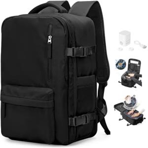 HPLQQ Zaino Sottovuoto da Viaggio con Pompa Borsa da Cabina per Easyjet Aereo Bagaglio a Mano Impermeabile Lavoro e Scuola Trekking Casual Daypack per 14" laptop,G01-Nero