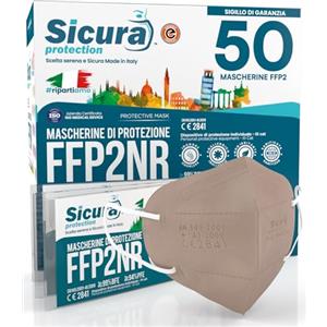SICURA MASCHERINE CHIRURGICHE 50 Mascherine FFP2 Certificate CE Colorate TORTORA SICURA Protection | BFE ≥99% Made in Italy Mascherina ffp2 vera Marcatura EFFETTO PULITO e sigillata