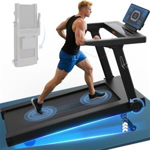 Cowmew Tapis Roulant 20% Inclinazione, 1-20 km/h, 7 CV, App-Compatibile | Tapis Roulant Pieghevole con 36 Programmi, Sensore Pulsazioni, Display LED, Porta Tablet, Max 180 kg, per Casa e Ufficio