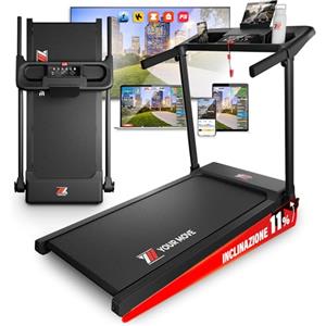YM Tapis Roulant Salvaspazio 12 km/h, MARCHIO ITALIANO, Inclinazione, Pieghevole, Superfice Corsa MAXI, APP + Bluetooth, 6 o 12 PROG, Elettrico, ASSISTENZA e GARANZIA ITALIA Your Move NEXT 1000 PRO