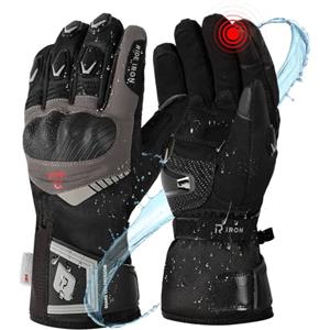 RIDEIRON Guanti Moto Uomo Invernali, Impermeabili, Touchscreen e con Protezione, Guanti Riscaldati 3M per Inverno e Moto (nero, M-XXL)