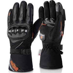 BORLENI Guanti Moto Invernali Uomo con CE livello 1 KP, Guanti da Moto Invernali con 3M, Impermeabili Antivento Termici con Touchscreen e Protezioni in Fibra di Carbonio per Nocche (M-XXL)